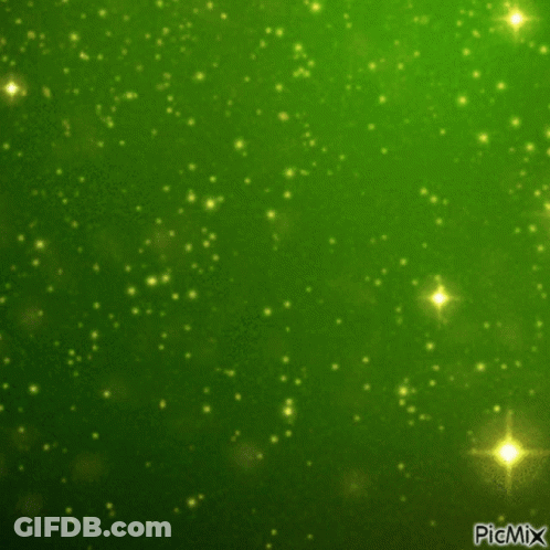 A Green Background With Glowing Stars And The Word Picmix At The Bottom GIF