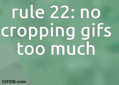 A Green Background With Rule 22 No Cropping Gifs Too Much GIF