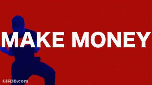 A Green Background With The Word Make Money In White Letters GIF