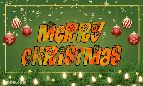 A Green Background With The Words Merry Christmas Written On It GIF