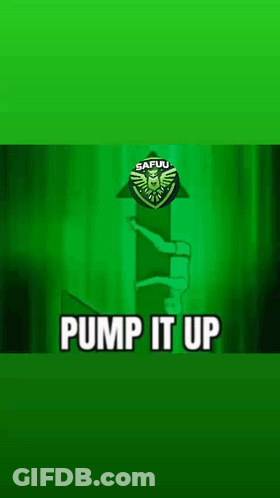 A Green Background With The Words Pump It Up In White Letters GIF