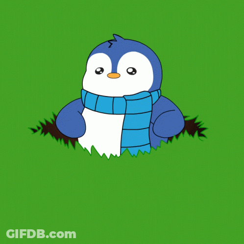 A Green Background With The Words See You Later And A Penguin Sticking Its Head Out Of A Hole GIF