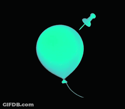 A Green Balloon With A Pin Sticking Out Of It On A Black Background GIF