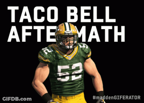 A Green Bay Packers Football Player Is Featured On A Taco Bell Aftermath Ad GIF