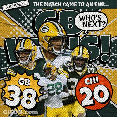 A Green Bay Packers Poster With The Number 38 On It GIF