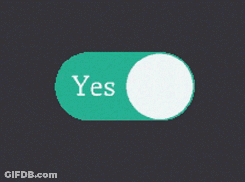 A Green Button That Says Yes On A Dark Background GIF