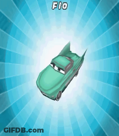 A Green Car Is Flying Through The Air With The Word Fio Above It GIF