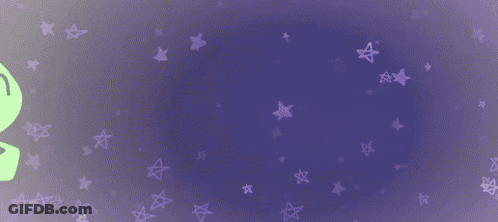 A Green Cartoon Character Is Dancing In The Night Sky With Stars . GIF