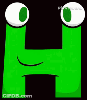 A Green Cartoon Character Is Holding A Megaphone And Smiling GIF