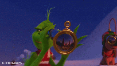 A Green Cartoon Character Is Looking Through A Telescope While Another Cartoon Character Looks On . GIF