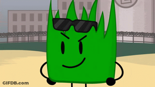 A Green Cartoon Character Wearing Sunglasses And A Smile GIF