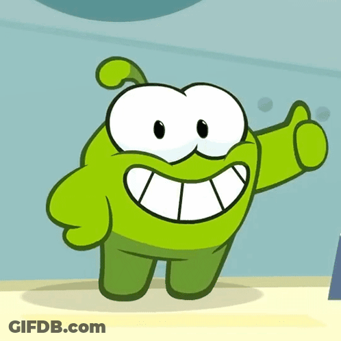A Green Cartoon Character With A Big Smile On His Face Is Giving A Thumbs Up GIF