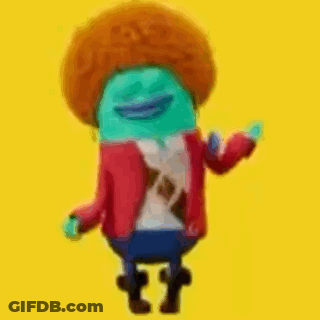 A Green Cartoon Character With An Afro And A Red Jacket Is Dancing . GIF