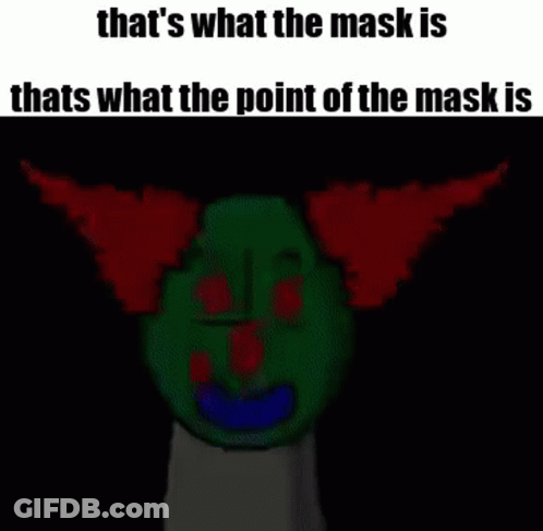 A Green Cartoon Character With Red Horns Is Holding A Book And A Mask . GIF