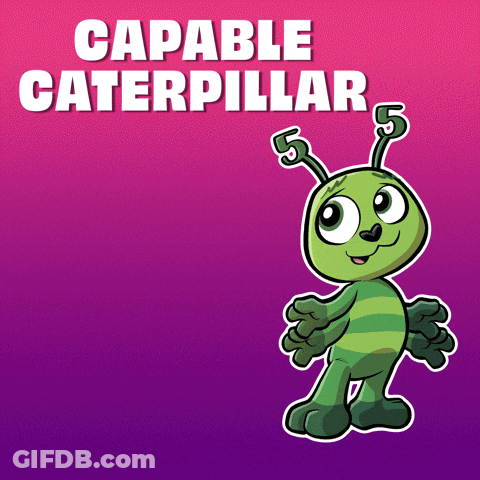 A Green Caterpillar With The Number 5 On Its Antennas GIF