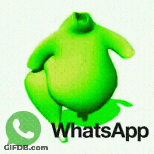 A Green Chicken Is Standing Next To A Whatsapp Logo . GIF