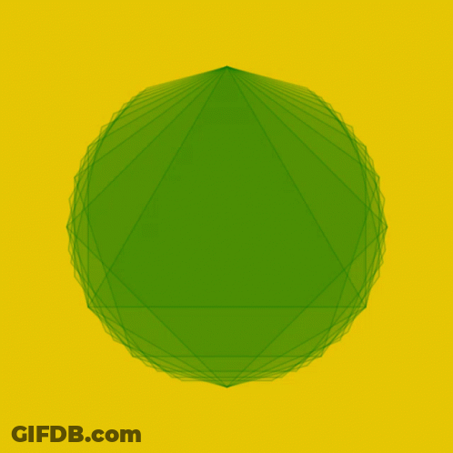 A Green Circle On A Yellow Background With Lines GIF