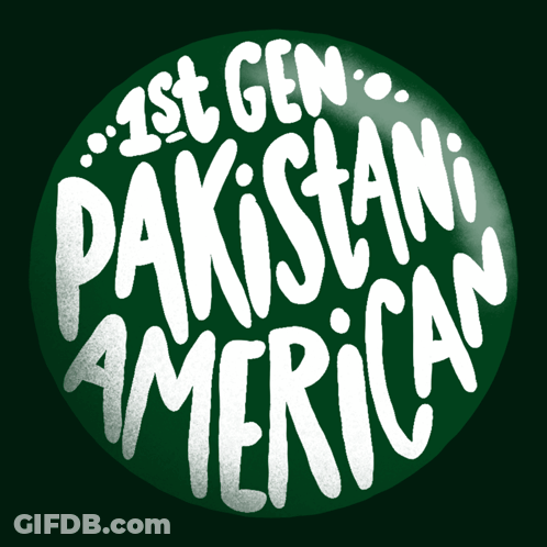 A Green Circle That Says 1St Gen Pakistani American On It GIF