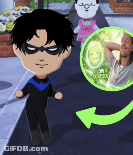 A Green Circle With A Smiley Face And The Words Low Cortisol GIF