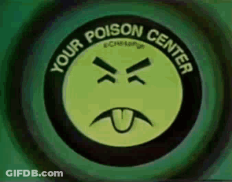 A Green Circle With A Smiley Face And The Words " Your Poison Center " Around It GIF