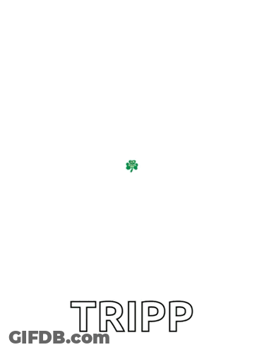 A Green Clover With The Words Happy St. Patrick 'S Day Tripp Written Below It GIF
