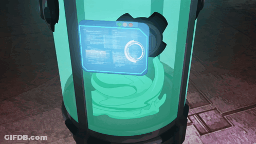 A Green Container With A Glowing Circle In The Middle Of It GIF