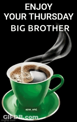 A Green Cup Of Coffee On A Saucer With Smoke Coming Out Of It . GIF