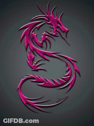 A Green Dragon On A Black Background With A Swirling Tail GIF