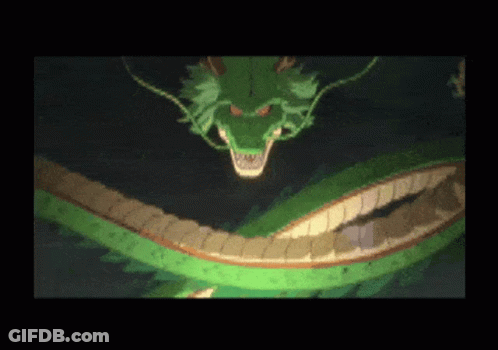 A Green Dragon With A Very Long Tail Is Flying In The Dark GIF
