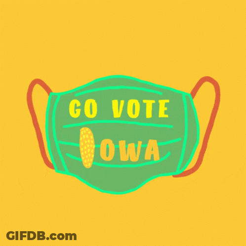 A Green Face Mask With The Words Go Vote Owa On It GIF