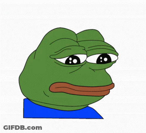 A Green Frog Is Crying With A Tear Coming Out Of Its Eye GIF