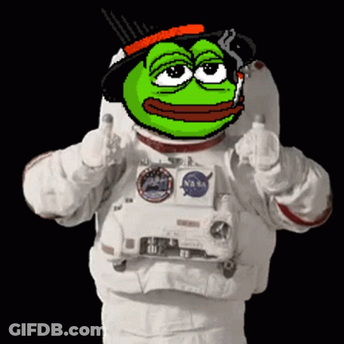 A Green Frog Is Wearing A Nasa Space Suit And Giving A Thumbs Up GIF