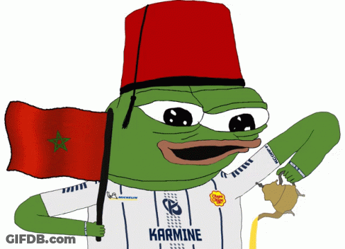 A Green Frog Wearing A Shirt That Says Karmine GIF