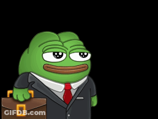 A Green Frog Wearing A Suit And Tie Is Holding A Brown Briefcase GIF