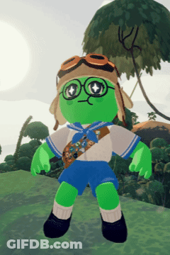 A Green Frog Wearing Glasses And A Helmet GIF