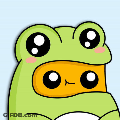 A Green Frog With A Yellow Duck 'S Head GIF