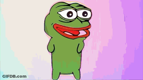 A Green Frog With Big Eyes And A Red Mouth GIF