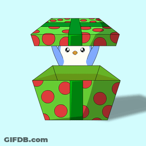 A Green Gift Box With Red Polka Dots And The Words It 'S For You Below It GIF