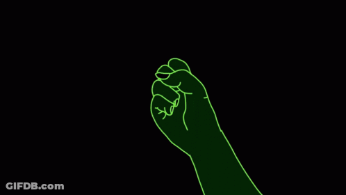 A Green Hand Is Reaching Out On A Black Background . GIF