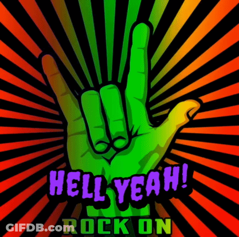 A Green Hand Making A Rock On Sign GIF
