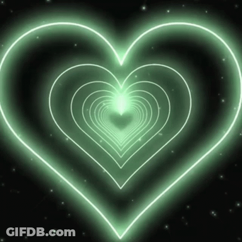 A Green Heart Is Surrounded By Other Hearts GIF