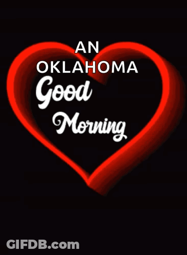 A Green Heart On A Black Background That Says An Oklahoma Good Morning GIF