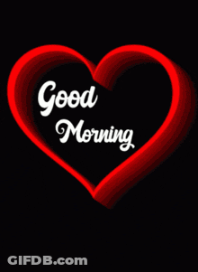 A Green Heart With The Words " Good Morning " On It GIF