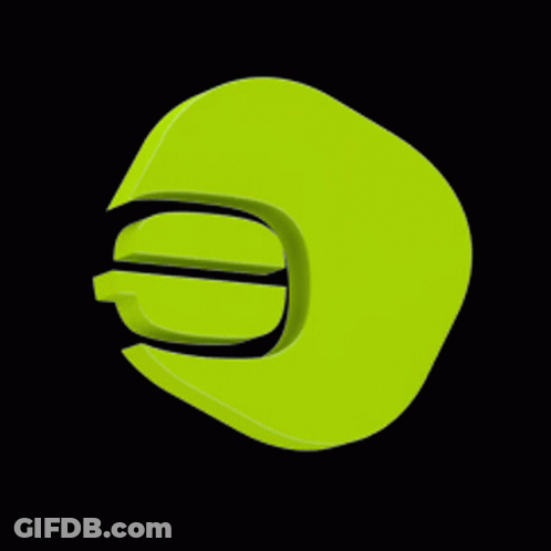 A Green Letter E With A Black Border On A Black Background GIF