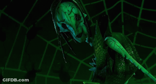 A Green Mask With The Words You 'Re Going To Stay Here Forever GIF