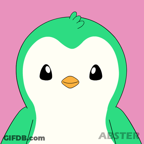 A Green Penguin Making A Heart With Its Hands GIF