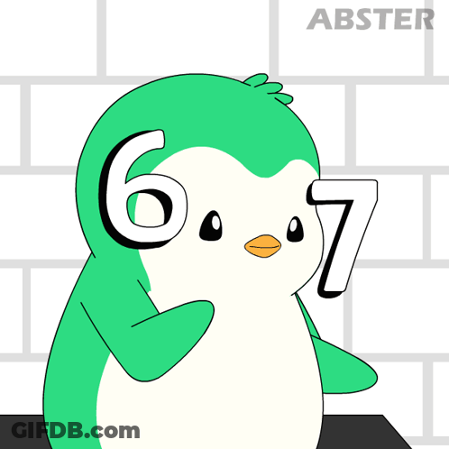 Green Penguin With Number 6 GIF