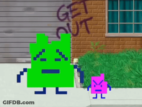 Pixel Green And Pink Characters With Graffiti Get GIF