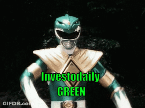 A Green Power Ranger Says Investodaily Green In Green Letters GIF