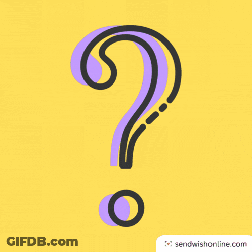 A Green Question Mark On A Yellow Background With Sendwishonline.com GIF